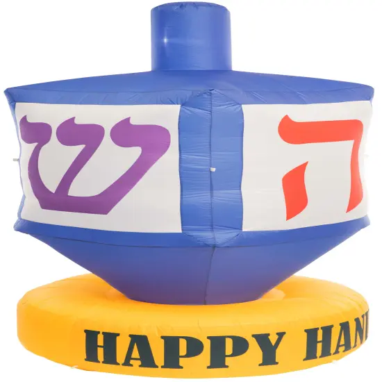 Giant Hanukkah Inflatable Dreidel - Yard Decor with Built-in Bulbs, Tie-Down Points, and Powerful Built in Fan {3}
