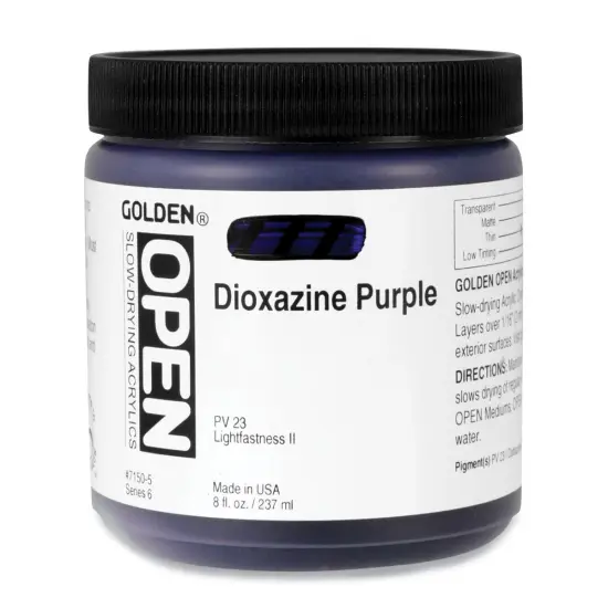 Golden Open Acrylics - Dioxazine Purple, 8 oz Jar {1}