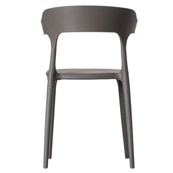 Modern Plastic Outdoor Dining Chair with Open U Shaped Back Single Red {12}