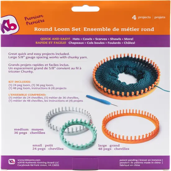Authentic Knitting Board Chunky Round Loom 3/Pkg-Sizes 48, 36 & 24 Pegs {4}