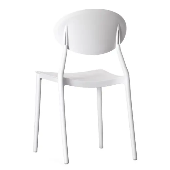 Modern Plastic Outdoor Dining Chair with Open Oval Back Design Set of 2 White {4}