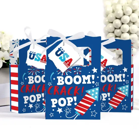 Big Dot of Happiness Firecracker 4th of July - Red, White and Royal Blue Party Favor Boxes - Set of 12 {4}