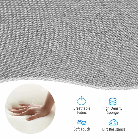 Costway Modern Upholstered Fabric Accent Chair w/ Rubber Wood Legs Dark Gray\Light Grayy {6}