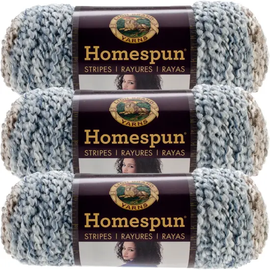 (3 Pack) Lion Brand Homespun Yarn - Beachside Stripes {1}
