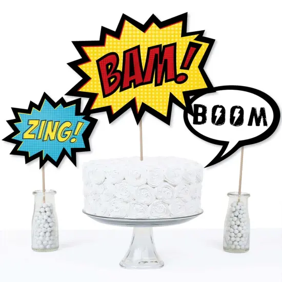 Big Dot of Happiness Bam Superhero - Baby Shower or Birthday Party Centerpiece Sticks - Table Toppers - Set of 15 {4}