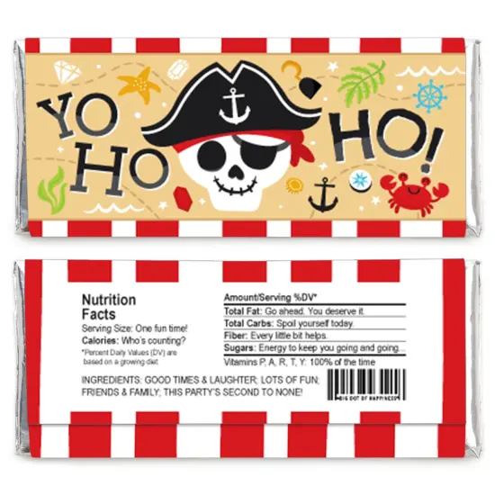 Big Dot of Happiness Pirate Ship Adventures - Candy Bar Wrapper Skull Birthday Party Favors - Set of 24 {3}