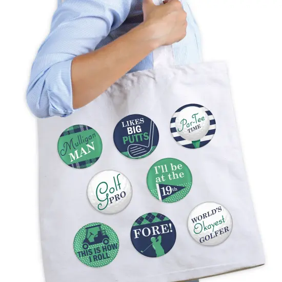 Big Dot of Happiness Par-Tee Time - Golf - 3 inch Birthday or Retirement Party Badge - Pinback Buttons - Set of 8 {3}