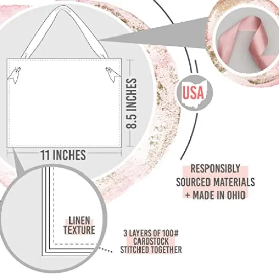 Ritzy Rose Mr. and Mrs. Chair signs - Black on 11x8in White Linen Cardstock with Gold Metallic Ribbon {3}