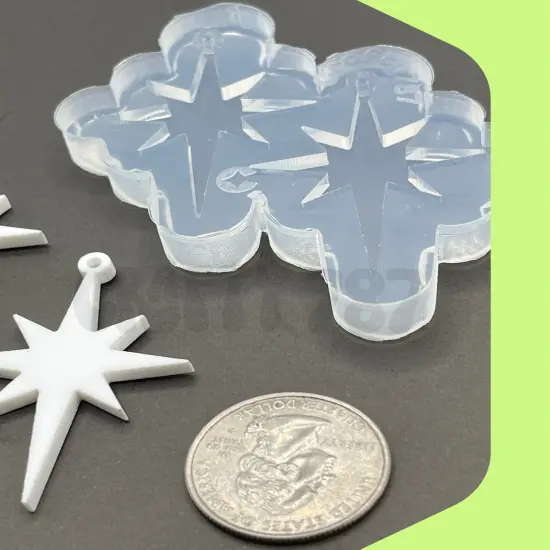 Christmas Star Dangle Earring Silicone Mold (C15) {4}