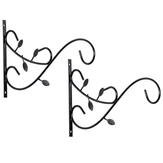 Decorative Metal Wall Mounted Hook for Hanging Plants, Bracket Hanger Flower Pot Holder, 2 Pack {1}