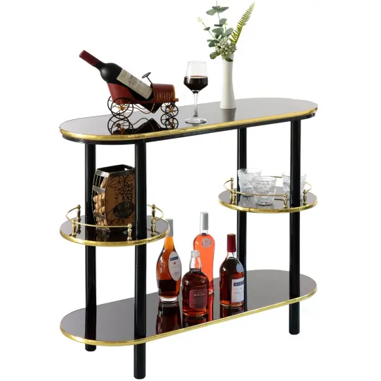 Wooden Console Table Mini Bar Cabinet, Modern Style and Versatile Piece of Furniture that Adapts to Various Roles from Coffee and Tea Haven, Drink Station or a Beer Island in your Kitchen Brown {1}