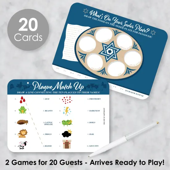 Big Dot of Happiness Happy Passover - 2-in-1 Pesach Jewish Holiday Party Cards - Activity Duo Games - Set of 20 {3}