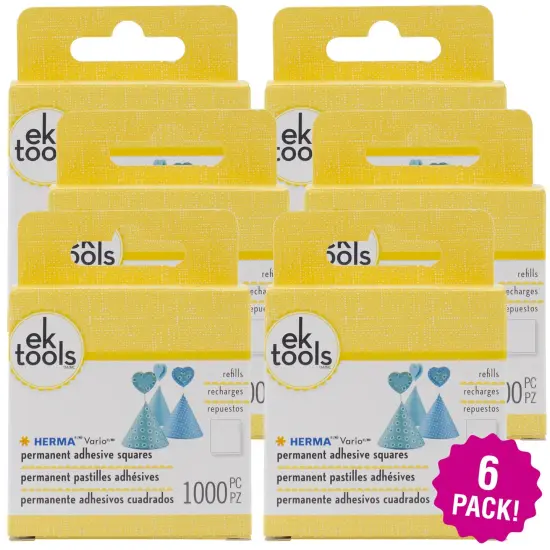 Multipack of 6 - EK Tools HERMA Vario Adhesive Tab Refill Permanent-Permanent-1000pcs, For E5501074 {1}