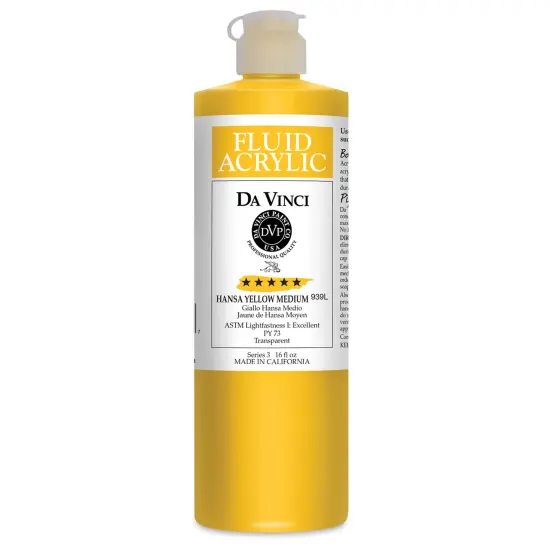 Da Vinci Fluid Acrylics - Hansa Yellow Medium, 16 oz bottle {1}