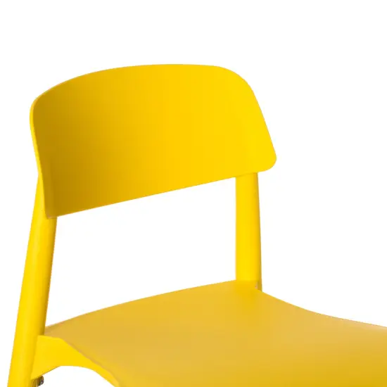 Modern Plastic Dining Chair Open Back with Beech Wood Legs Set of 2 Yellow {3}