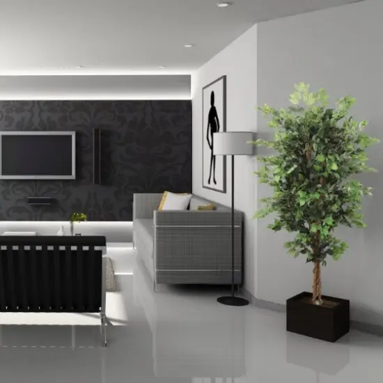 6' Silk Ficus Tree - 1528 UV Resistant Lifelike Leaves, Realistic Artificial Plant for Indoor & Outdoor Home, Office & Event Decor, Floral Home by Artificial Flowers {4}