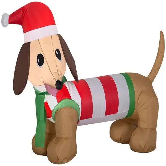 4' Gemmy Airblown Inflatable Weiner Dog in Winter Outfit 116650 {1}