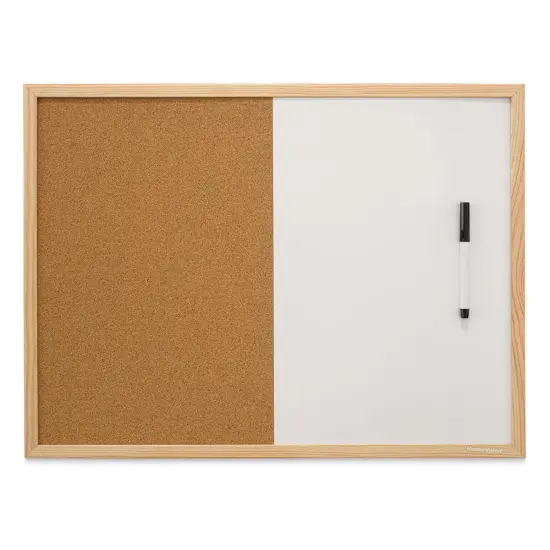 MasterVision Wood Frame Combo Cork and Dry Erase Bulletin Board - 18" x 24" {1}