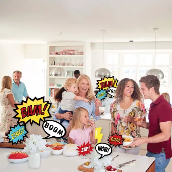 Big Dot of Happiness Bam Superhero - Baby Shower or Birthday Party Centerpiece Sticks - Showstopper Table Toppers - 35 Pieces {6}