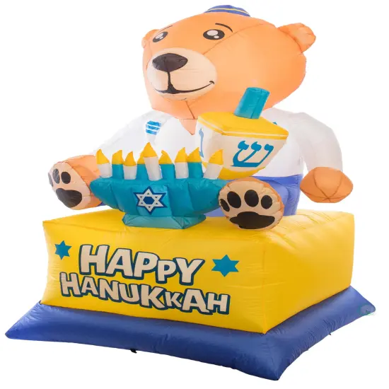 Giant Hanukkah Inflatable Bear - Yard Decor with Built-in Bulbs, Tie-Down Points, and Powerful Built in Fan {4}
