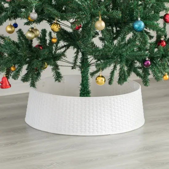 Large Rattan Collar Tree Skirt White {2}