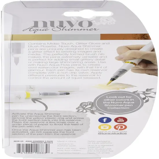 Nuvo Aqua Shimmer Pens 3/Pkg-Precious Metals {2}