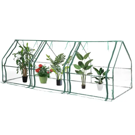 Green Outdoor Waterproof Portable Plant Greenhouse with 2 Clear Zippered Windows {1}