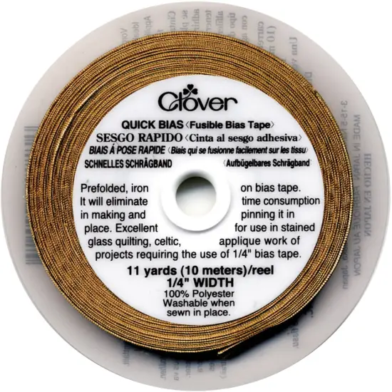 Clover Quick Bias Fusible Bias Tape .25"X11yd-Gold Lame' {1}