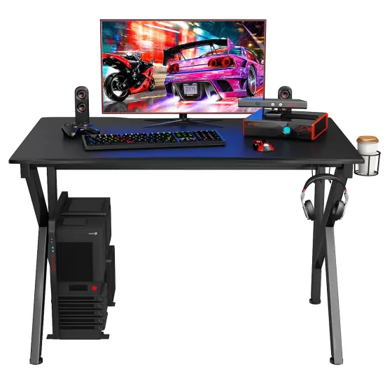 Costway Gaming Desk Gamers Computer Table E-Sports K-Shaped W/ Cup Holder Hook Home New {1}