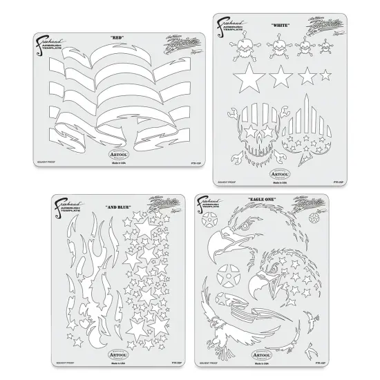 Iwata Artool Freehand Template - Set of 4, Patriotica {1}