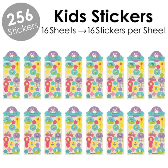 Big Dot of Happiness Hippity Hoppity - Easter Bunny Party Favor Kids Stickers - 16 Sheets - 256 Stickers {3}