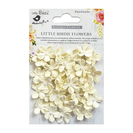 Little Birdie Pearl Petites Paper Flowers 32/Pkg Moon Light {1}