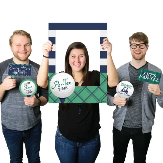 Big Dot of Happiness Par-Tee Time - Golf - Birthday or Retirement Party Selfie Photo Booth Picture Frame & Props - Printed on Sturdy Material {1}
