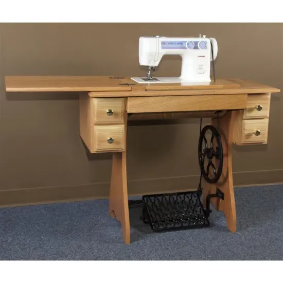 Eicher's Furniture Fold Away, Non Electric, Treadle Sewing Machine and Oak Cabinet {1}