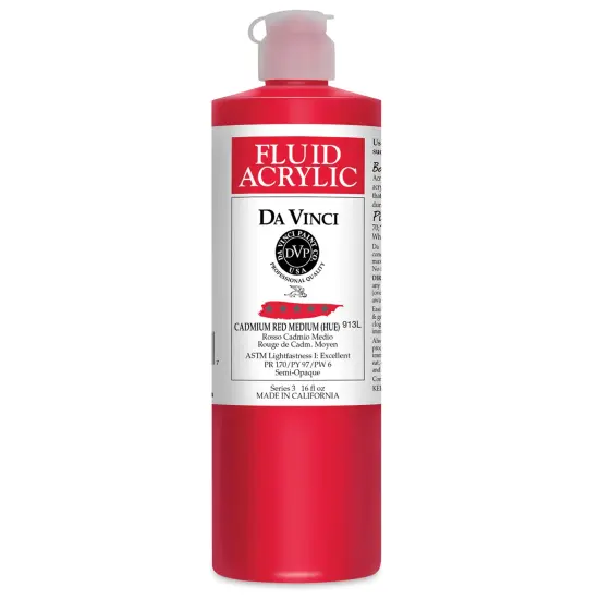 Da Vinci Fluid Acrylics - Cadmium Red Medium Hue, 16 oz bottle {1}