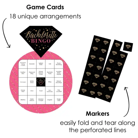 Big Dot of Happiness Girls Night Out - Bar Bingo Cards and Markers - Bachelorette Party Shaped Bingo Game - Set of 18 {3}