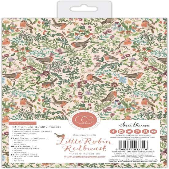Craft Consortium Double-Sided Paper Pad A4 20/Pkg-Little Robin Redbreast {2}