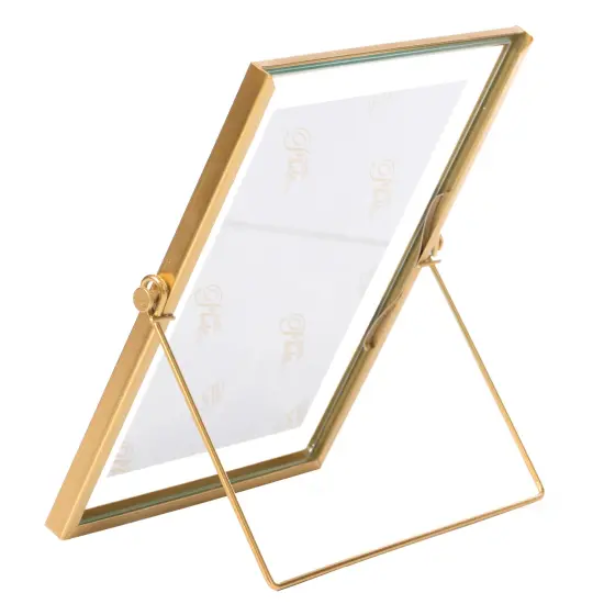 Modern Metal Floating Tabletop Photo Picture Frame with Glass Cover and Easel Stand {5}
