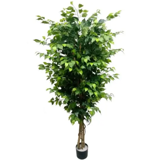 6' Silk Ficus Tree - 1528 UV Resistant Lifelike Leaves, Realistic Artificial Plant for Indoor & Outdoor Home, Office & Event Decor, Floral Home by Artificial Flowers {1}