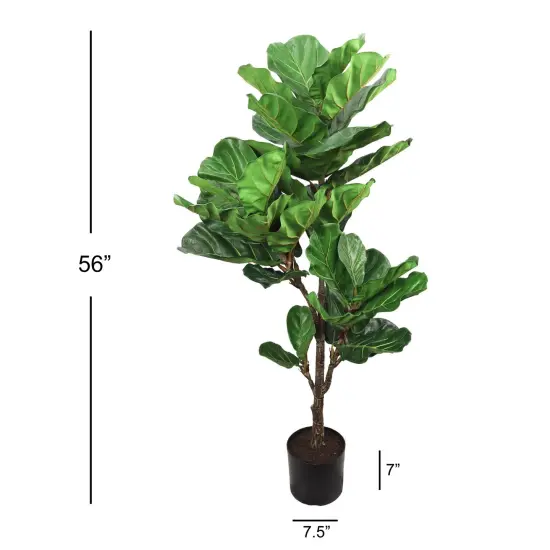 56" Fiddle Leaf Tree - Realistic Lush Leaves in Black Pot, Indoor Decor for Home, Office & Living Spaces - Year-Round Greenery, Floral Home by Artificial Flowers {3}