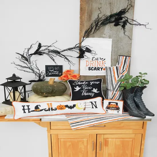 Spooky Stripe Printed Single Placemat Place Mat Orange And Black, 14" x 20" {3}