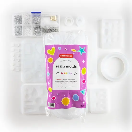 Incraftables Epoxy Resin Molds Kit Bundle. Silicone Resin Kit with Molds including 24pcs Molds, Earring, Keychain, Bracelet & DIY Jewelry Making Supplies. Large Epoxy Resin Kits and Molds Complete Set {1}