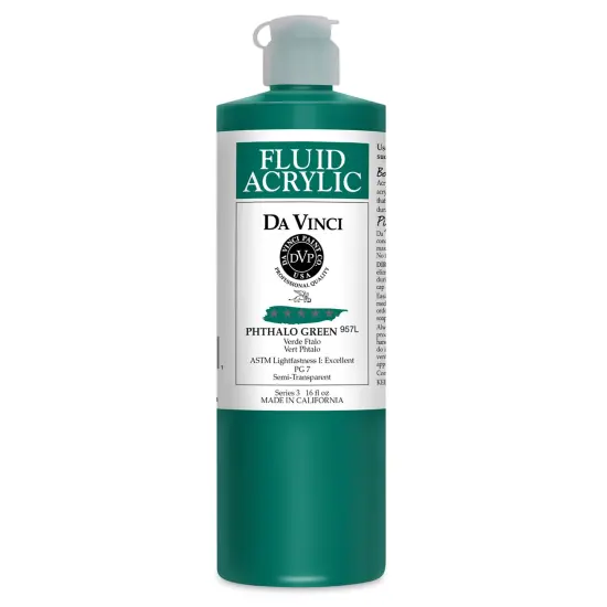 Da Vinci Fluid Acrylics - Phthalo Green, 16 oz bottle {1}