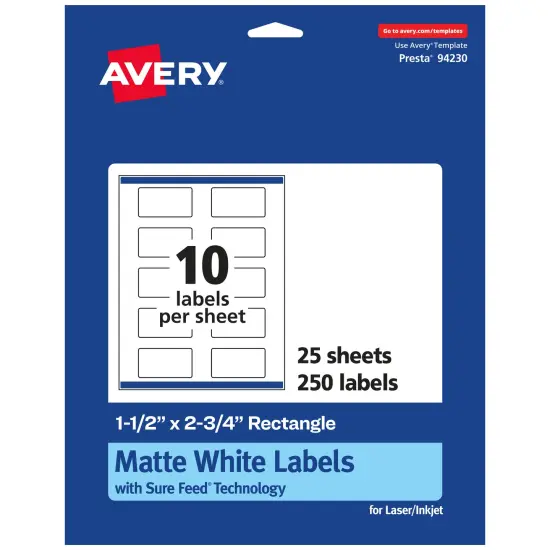 Avery Matte White Rectangle Labels, 1.5" x 2.75" {1}