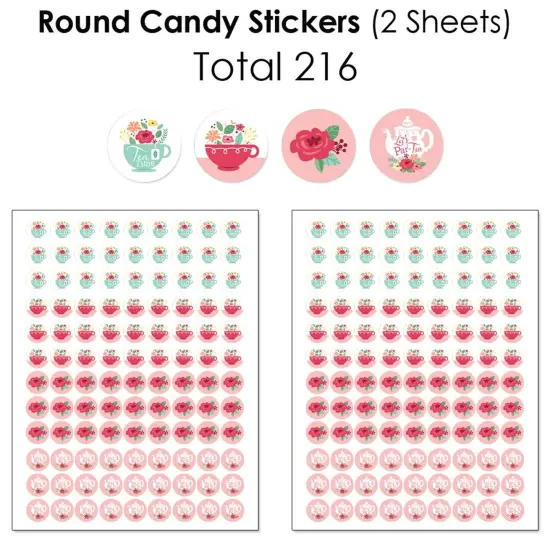 Big Dot of Happiness Floral Let's Par-Tea - Garden Tea Party Candy Favor Sticker Kit - 304 Pieces {6}