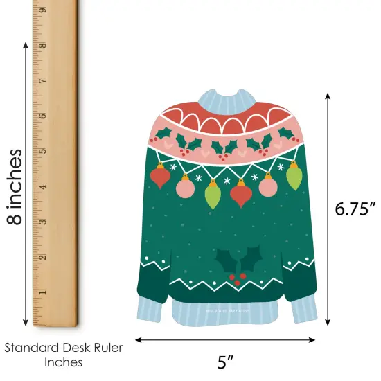 Big Dot of Happiness Colorful Christmas Sweaters - Bingo Cards and Markers - Ugly Sweater Holiday Party Shaped Bingo Game - Set of 18 {7}