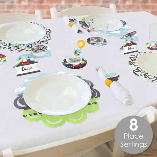 Big Dot of Happiness Cars, Trains, and Airplanes Transportation Birthday Party Paper Charger and Table Decorations Chargerific Kit Place Setting for 8 {3}
