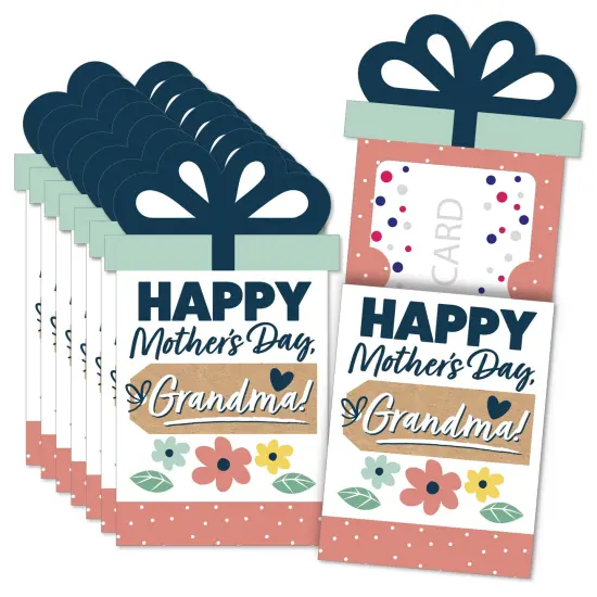 Big Dot of Happiness Grandma, Happy Mother's Day - We Love Grandmother Money and Gift Card Sleeves - Nifty Gifty Card Holders - Set of 8 {1}