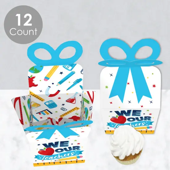 Big Dot of Happiness Thank You Teachers - Square Favor Gift Boxes - Teacher Appreciation Bow Boxes - Set of 12 {4}