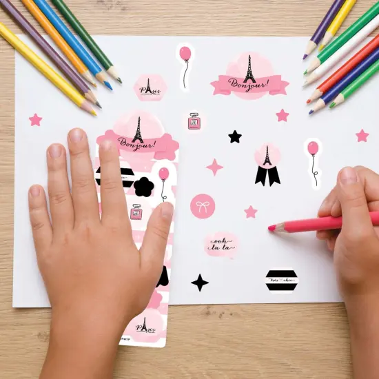 Big Dot of Happiness Paris, Ooh La La - Paris Themed Birthday Party Favor Kids Stickers - 16 Sheets - 256 Stickers {7}